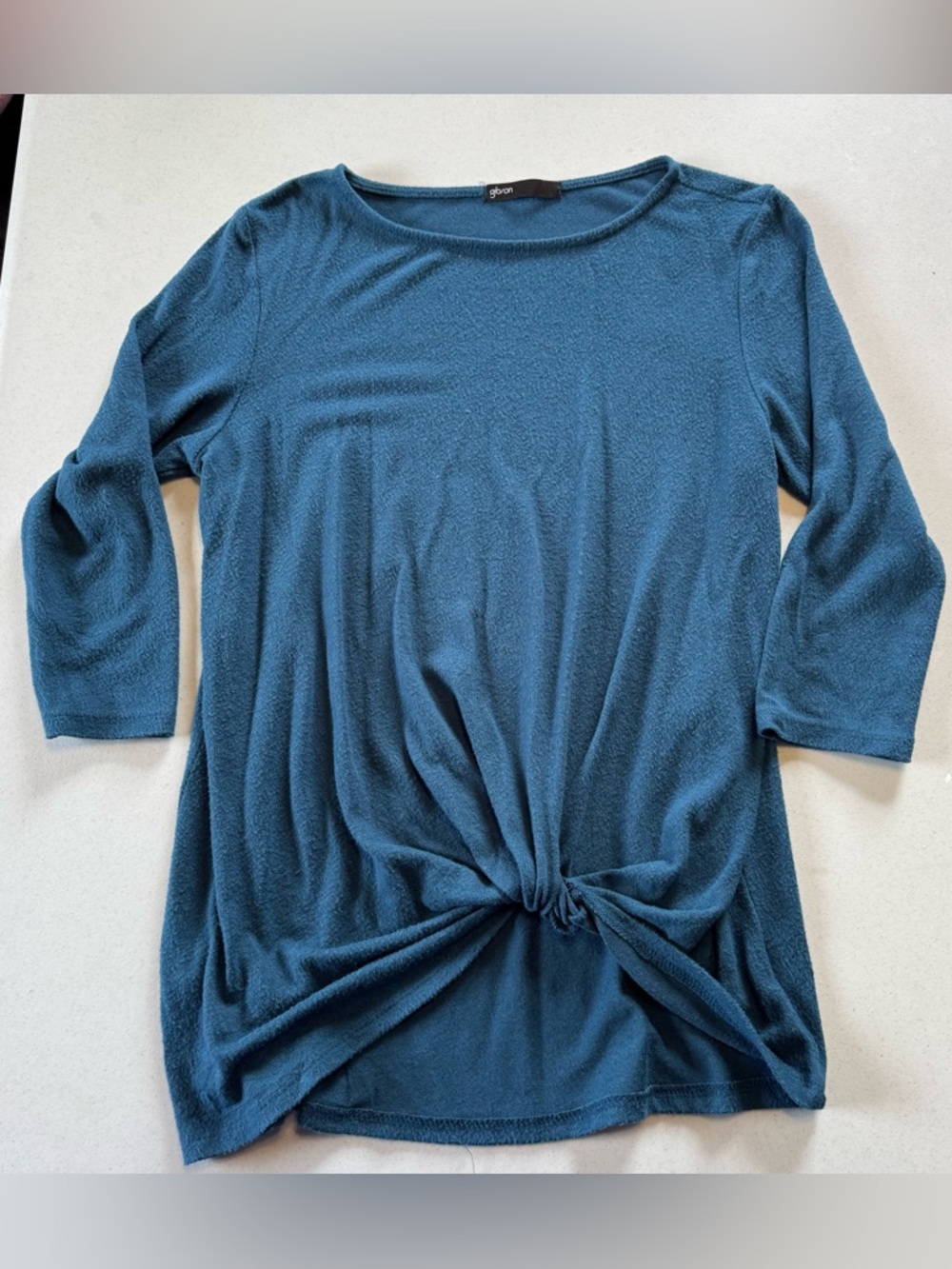Gibson Teal Knot-Front Tunic Top